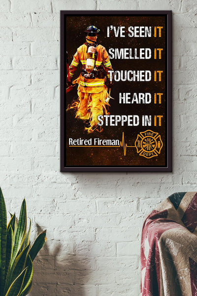 Retired Fireman Gift For Fireman Volunteer Firefighter International Firefighters Day Framed Canvas
