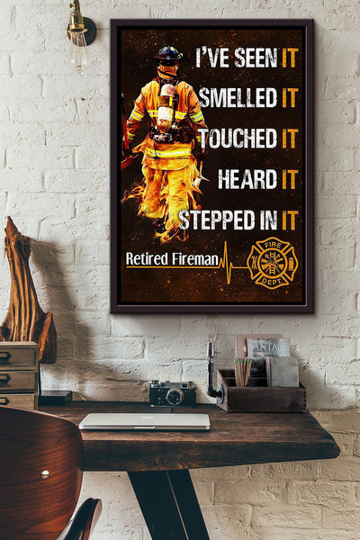 Retired Fireman Gift For Fireman Volunteer Firefighter International Firefighters Day Framed Canvas