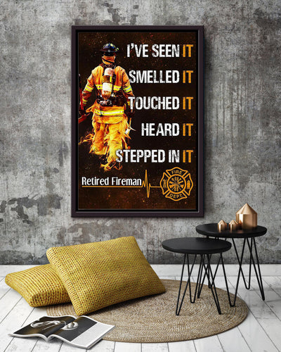 Retired Fireman Gift For Fireman Volunteer Firefighter International Firefighters Day Framed Canvas