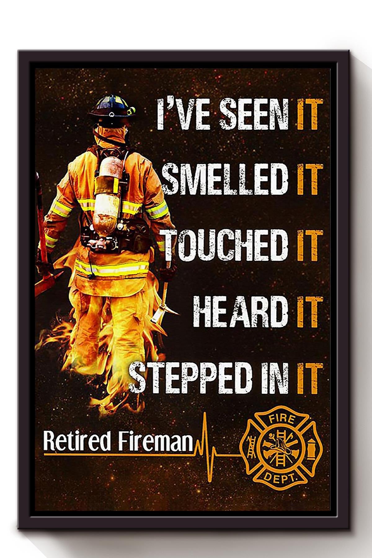 Retired Fireman Gift For Fireman Volunteer Firefighter International Firefighters Day Framed Canvas