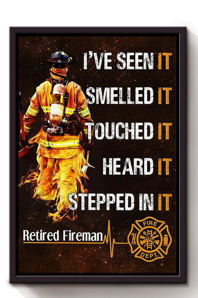 Retired Fireman Gift For Fireman Volunteer Firefighter International Firefighters Day Framed Canvas
