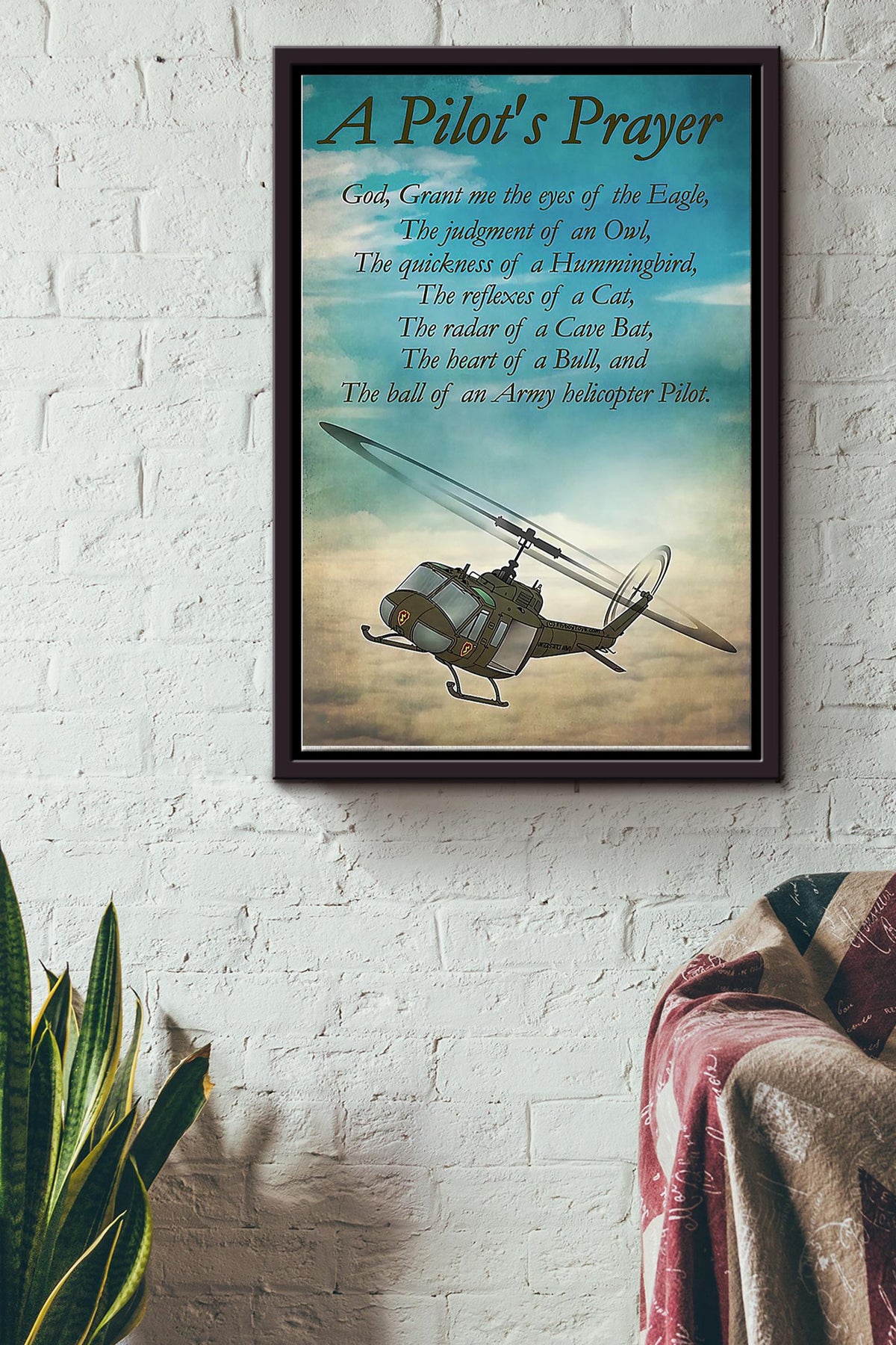 Pilots Prayer Poster - Aviation Wall Art - Gift For Flight Engineer Flight Attendants Pilot Airplane Lover Framed Matte Canvas Framed Prints, Canvas