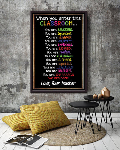 Teacher Love Classroom Wall Art Framed Matte Canvas Framed Prints, Canvas