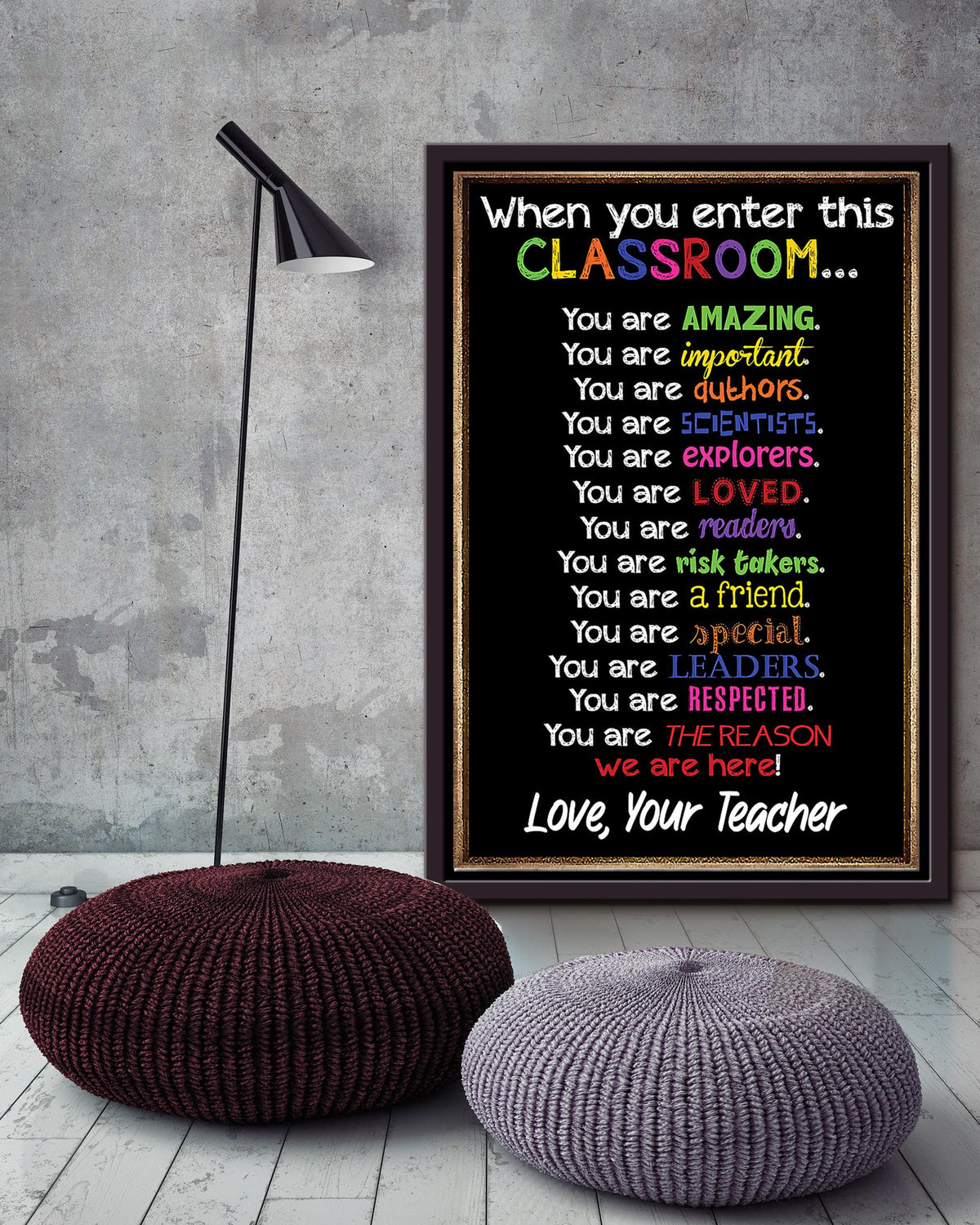 Teacher Love Classroom Wall Art Framed Matte Canvas Framed Prints, Canvas