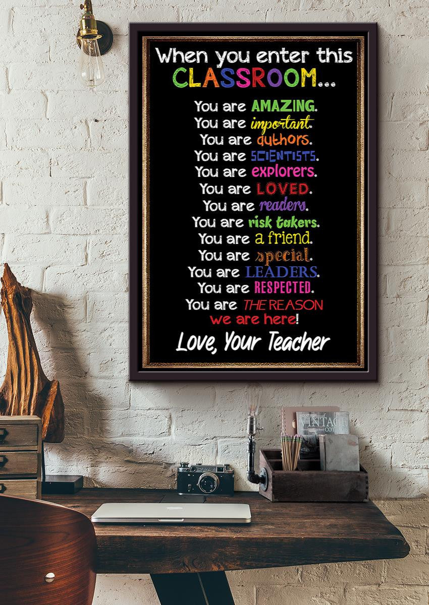 Teacher Love Classroom Wall Art Framed Matte Canvas Framed Prints, Canvas