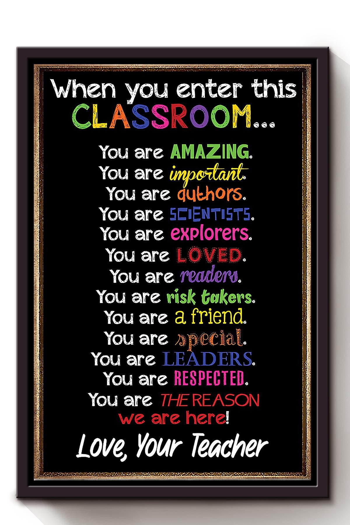 Teacher Love Classroom Wall Art Framed Matte Canvas Framed Prints, Canvas