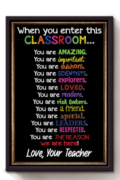 Teacher Love Classroom Wall Art Framed Matte Canvas Framed Prints, Canvas