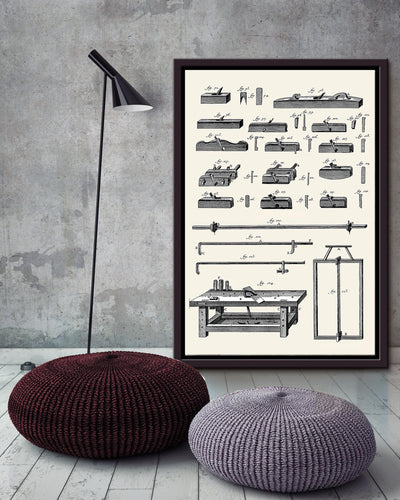 Vintage Woodworking Tools Wall Art Gift For Carpenter Framed Matte Canvas Framed Prints, Canvas