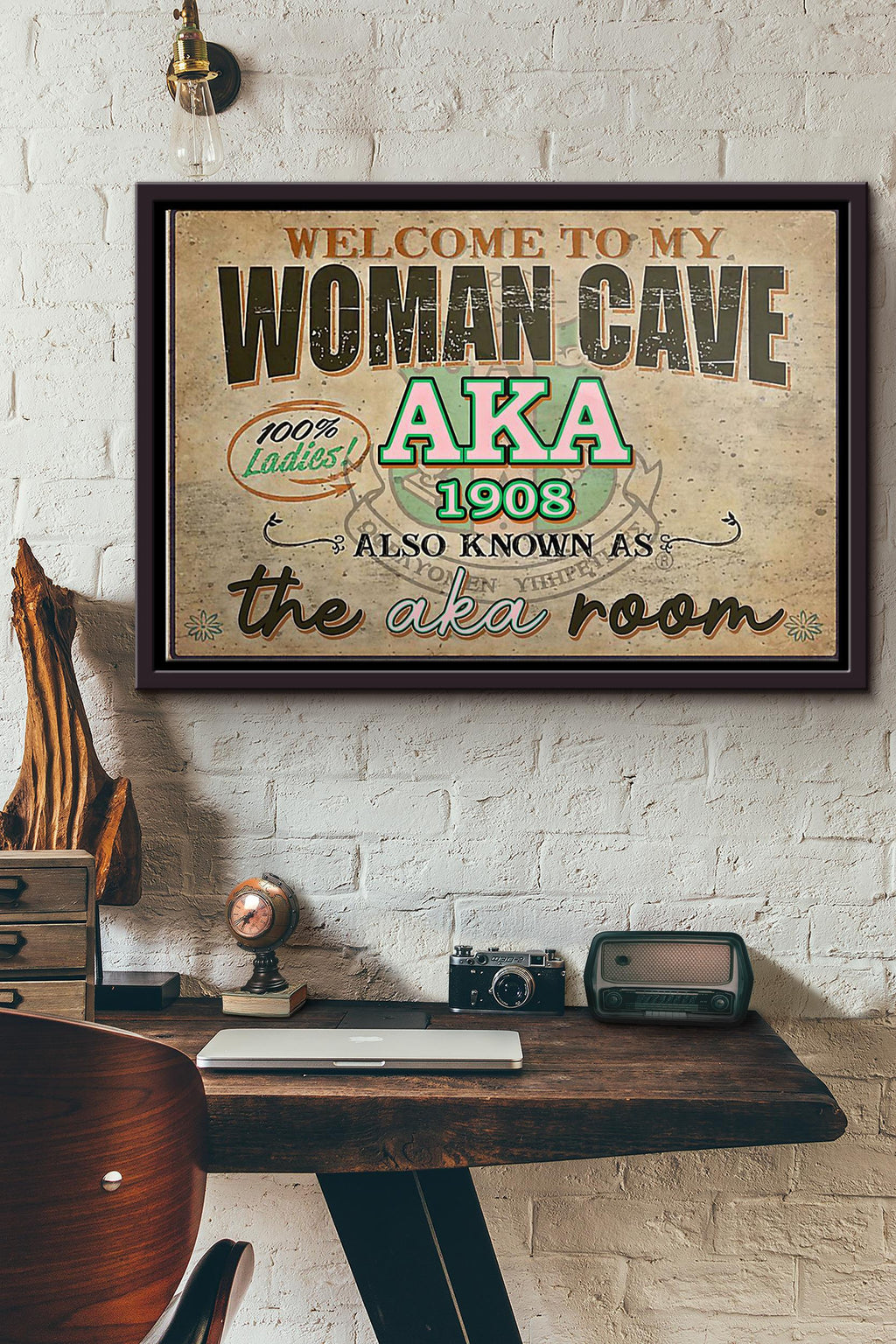 Welcome To My Woman Cave Ak1908 Poster n Framed Matte Canvas