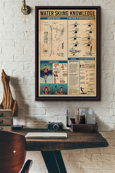 Waterskiing Knowledge Things You Need To Know About Skiing Poster Framed Matte Canvas