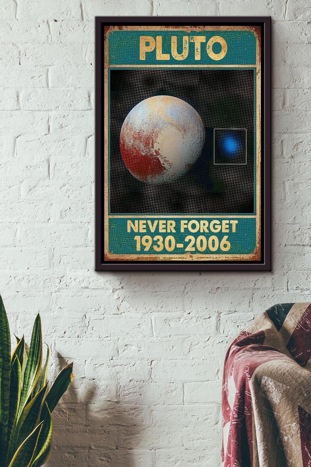Pluto Astronomy Wall Art Gift For Astronomer, Planet Researcher, Bedroom Decor Framed Canvas Framed Prints, Canvas