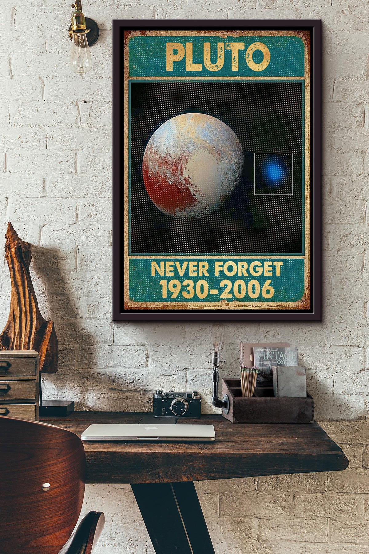 Pluto Astronomy Wall Art Gift For Astronomer, Planet Researcher, Bedroom Decor Framed Canvas Framed Prints, Canvas