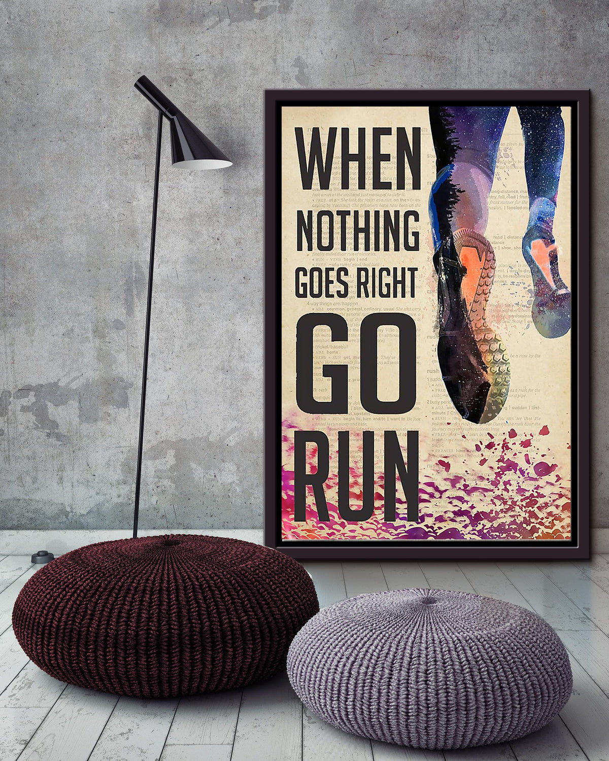 When Nothing Goes Right Go Run Motivation Quote Wall Art Gift For Marathon Runner Framed Canvas Framed Prints, Canvas