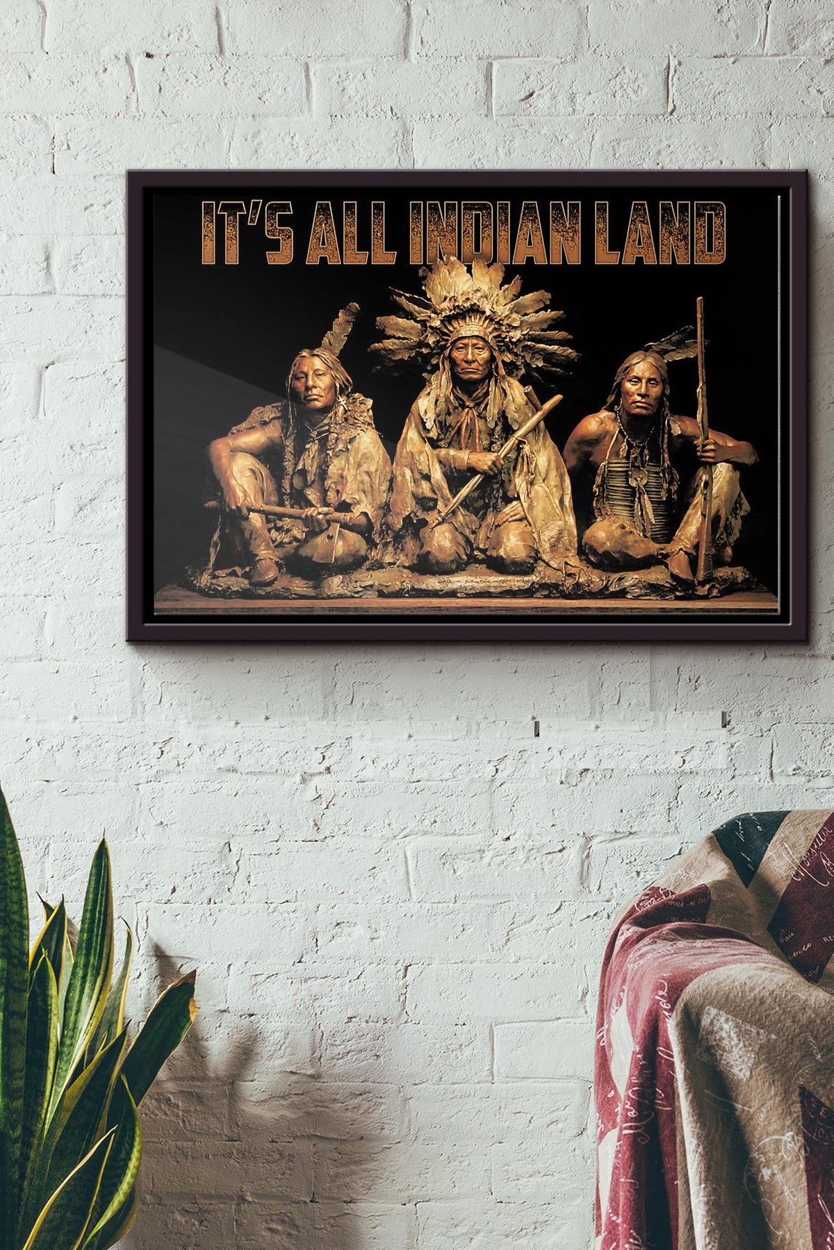 Native American Its All Indian Land Poster n Framed Matte Canvas