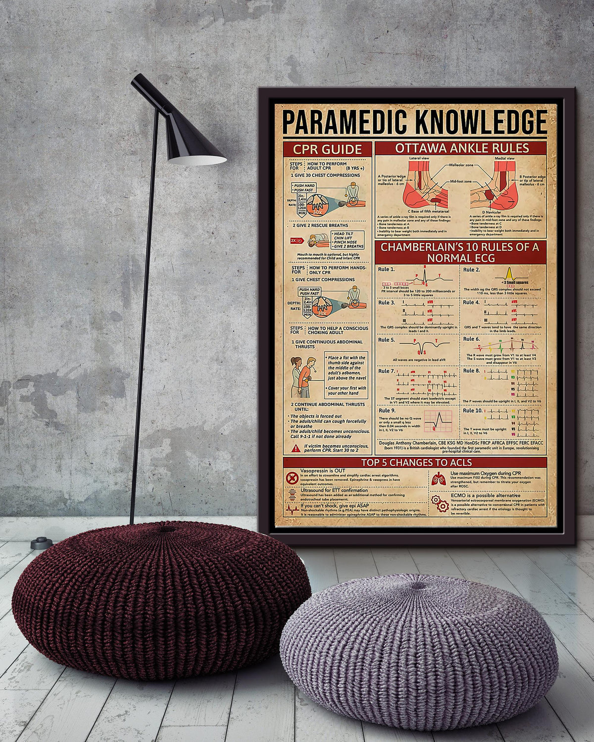 Paramedic Knowledge Wall Art For Nurse Hospital Decor Framed Matte Canvas Framed Prints, Canvas