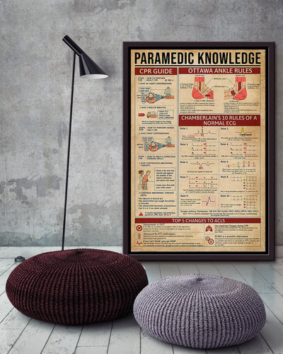 Paramedic Knowledge Wall Art For Nurse Hospital Decor Framed Matte Canvas Framed Prints, Canvas