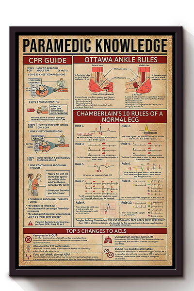 Paramedic Knowledge Wall Art For Nurse Hospital Decor Framed Matte Canvas Framed Prints, Canvas
