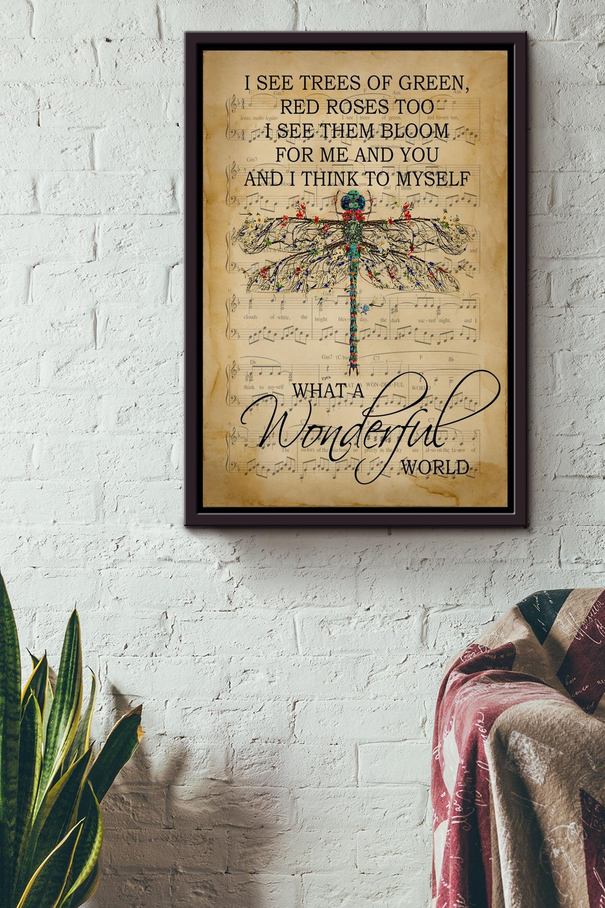 What A Wonderful World Lyrics Poster Music Wall Art Gift For Louis Armstrong Fan, Pop Fan, Valentine Day Framed Canvas Framed Prints, Canvas GS20240923131