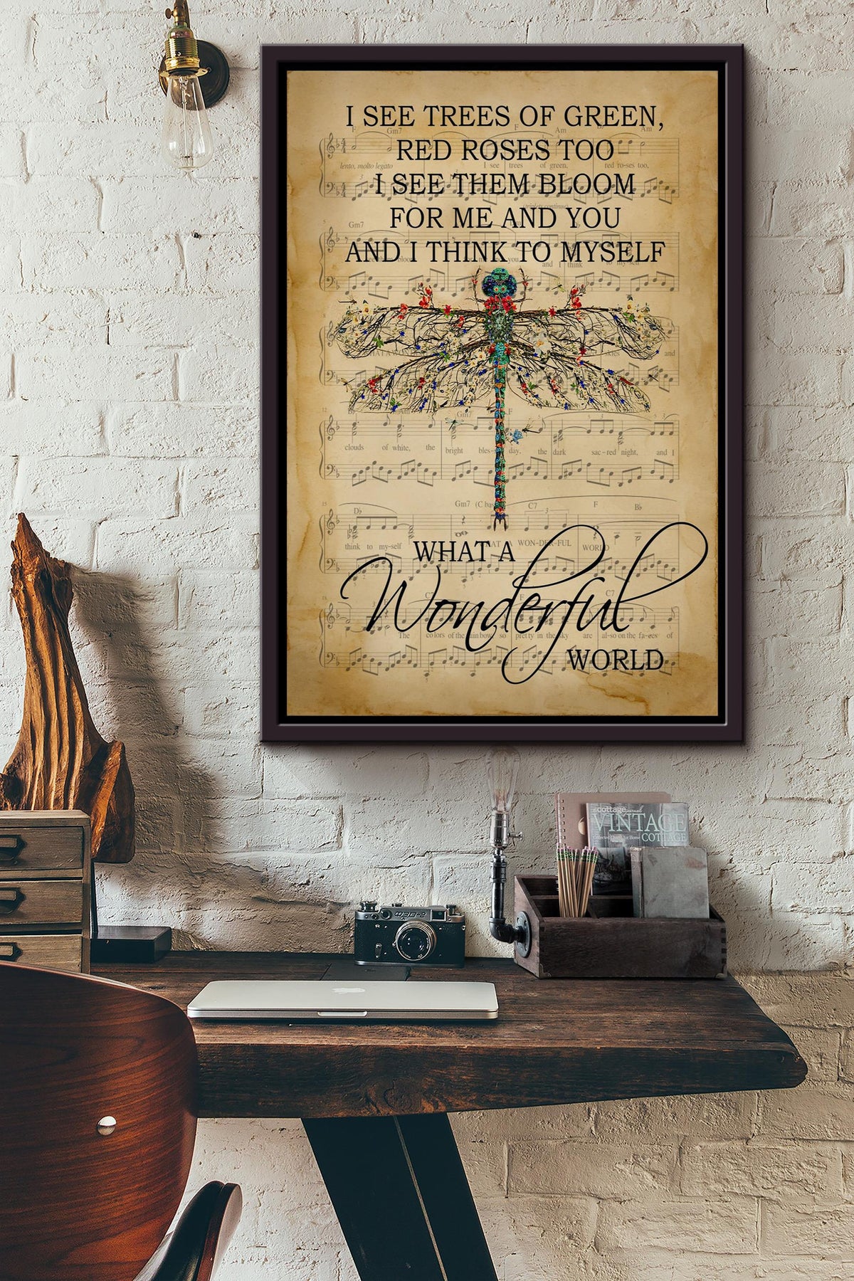 What A Wonderful World Lyrics Poster Music Wall Art Gift For Louis Armstrong Fan, Pop Fan, Valentine Day Framed Canvas Framed Prints, Canvas GS20240923131