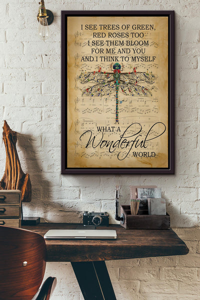 What A Wonderful World Lyrics Poster Music Wall Art Gift For Louis Armstrong Fan, Pop Fan, Valentine Day Framed Canvas Framed Prints, Canvas GS20240923131