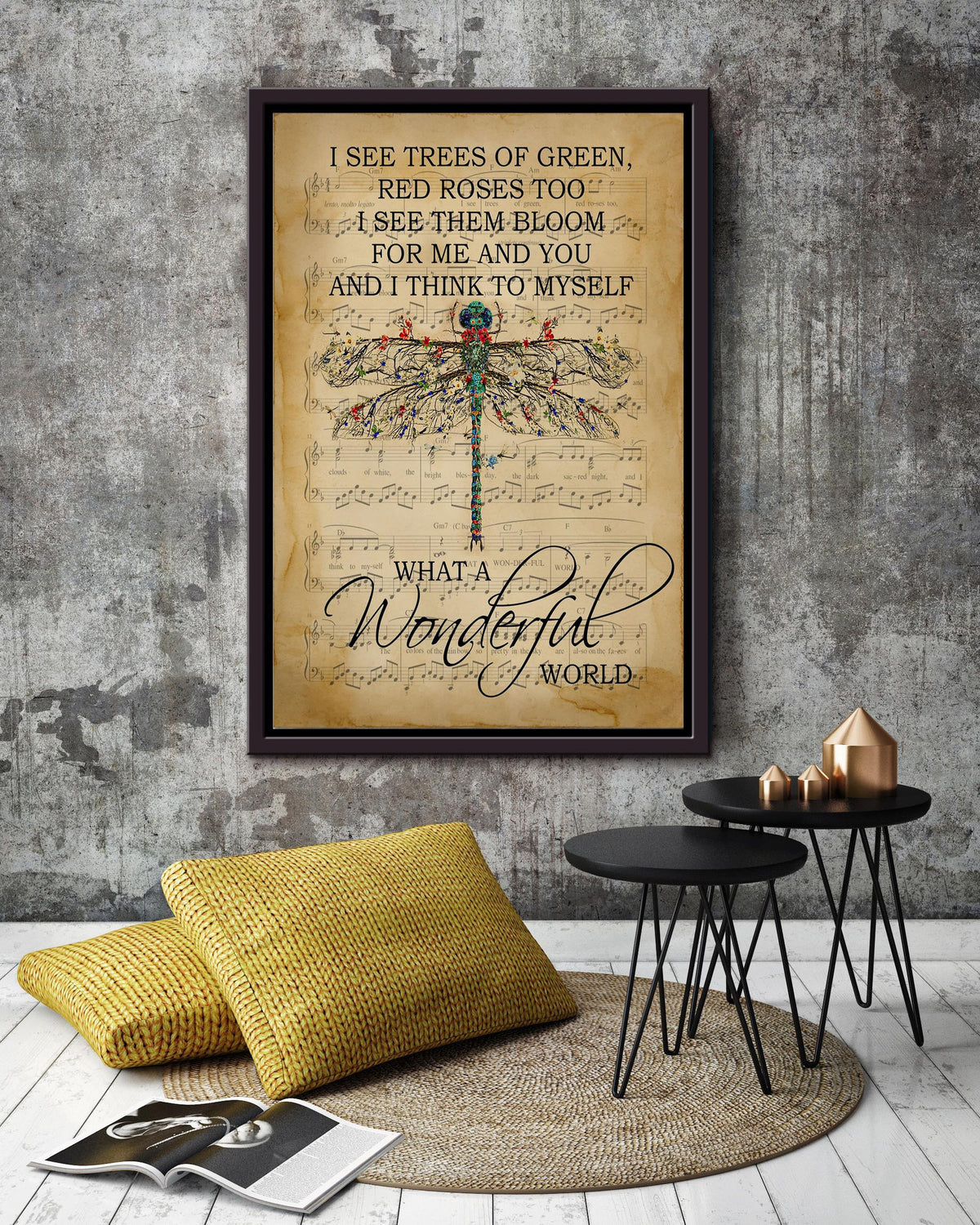 What A Wonderful World Lyrics Poster Music Wall Art Gift For Louis Armstrong Fan, Pop Fan, Valentine Day Framed Canvas Framed Prints, Canvas GS20240923131