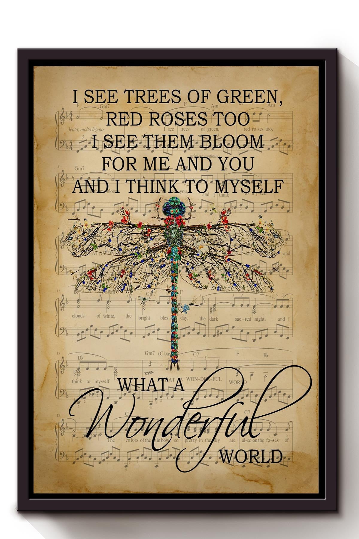 What A Wonderful World Lyrics Poster Music Wall Art Gift For Louis Armstrong Fan, Pop Fan, Valentine Day Framed Canvas Framed Prints, Canvas GS20240923131