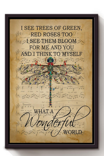 What A Wonderful World Lyrics Poster Music Wall Art Gift For Louis Armstrong Fan, Pop Fan, Valentine Day Framed Canvas Framed Prints, Canvas GS20240923131