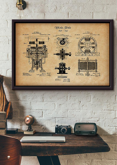 Nikola Tesla's Blueprint Mechanical Knowledge Knowledge Gift For Engineer Car Repair Shop Decor