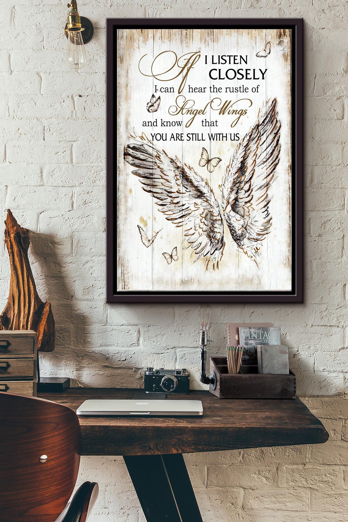 You Are Still With Us Poster Gift For Home Decor, Housewarming, Butterfly Lover Framed Matte Canvas