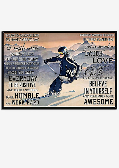 Skiing Today Is A Good Day Skiing Wall Art Gift For Explorer Framed Prints, Canvas