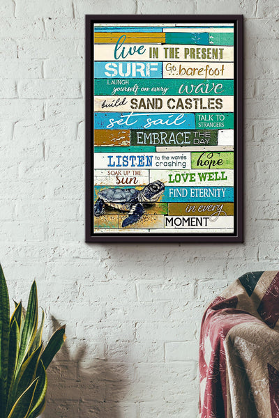 Turtle Find Eternity In Every Moment Poster Framed Matte Canvas