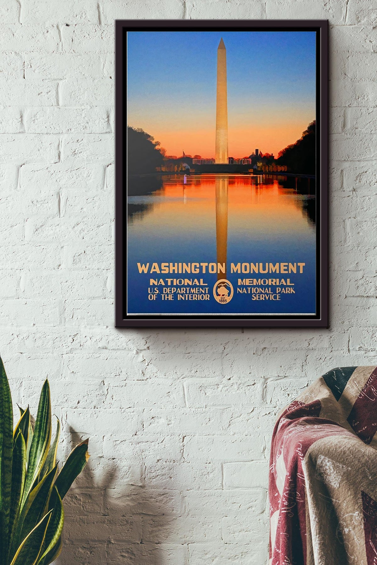 Washington Monument Poster - Decor Wall Art - Gift For Traveling Lover Tourists Souvenir Shop American Framed Matte Canvas Framed Prints, Canvas