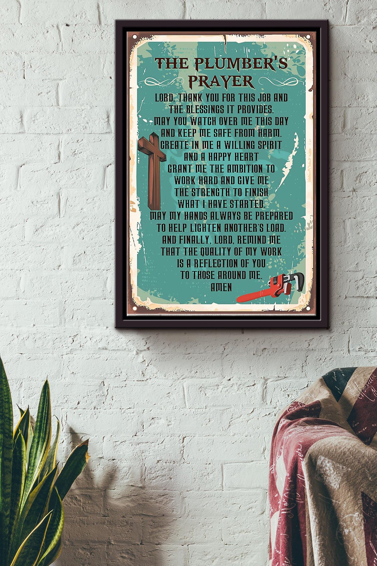 The Plumbers Prayer Poster Framed Matte Canvas