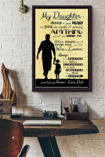 My Daughter Print Adhered To Wood And Ready To Display Or Print Without Wood To Use As A Poster1 Framed Matte Canvas