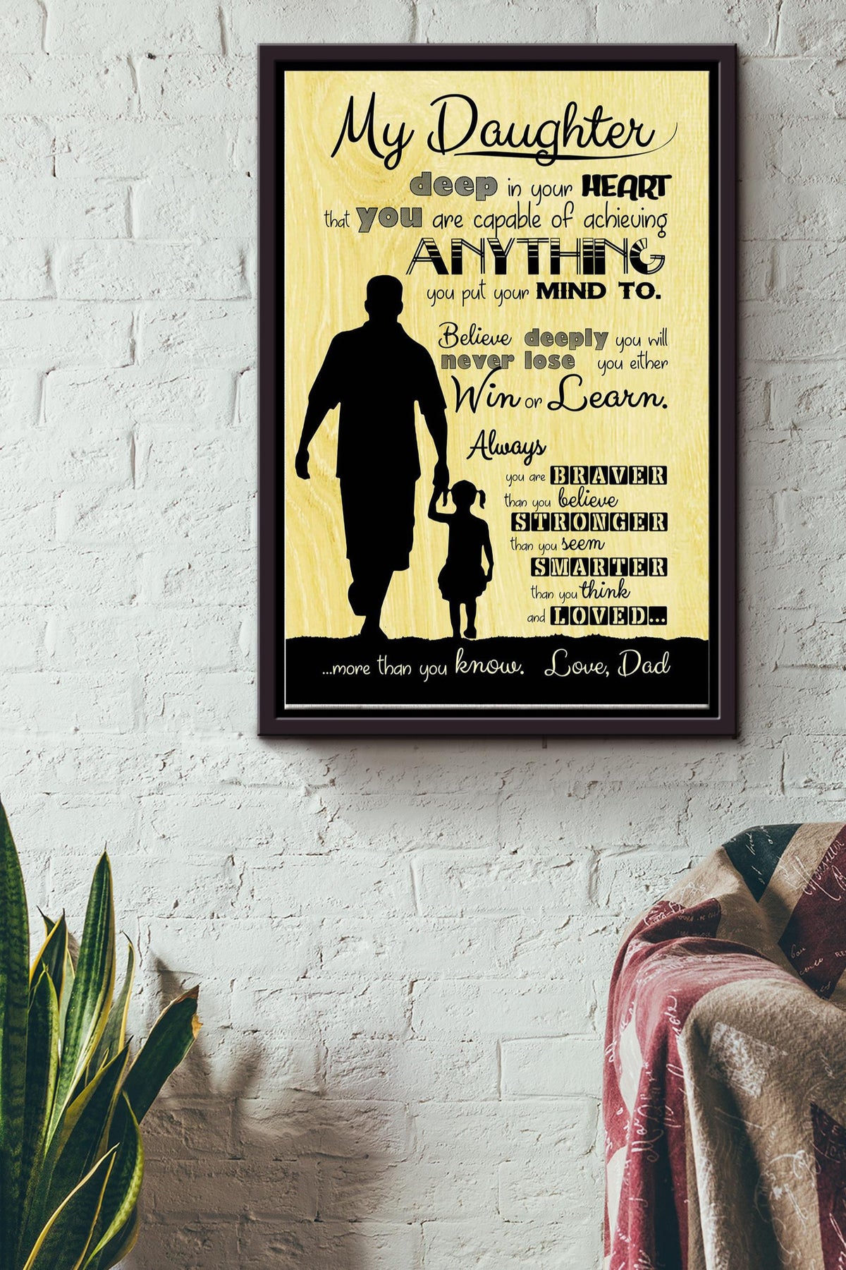 My Daughter Print Adhered To Wood And Ready To Display Or Print Without Wood To Use As A Poster1 Framed Matte Canvas