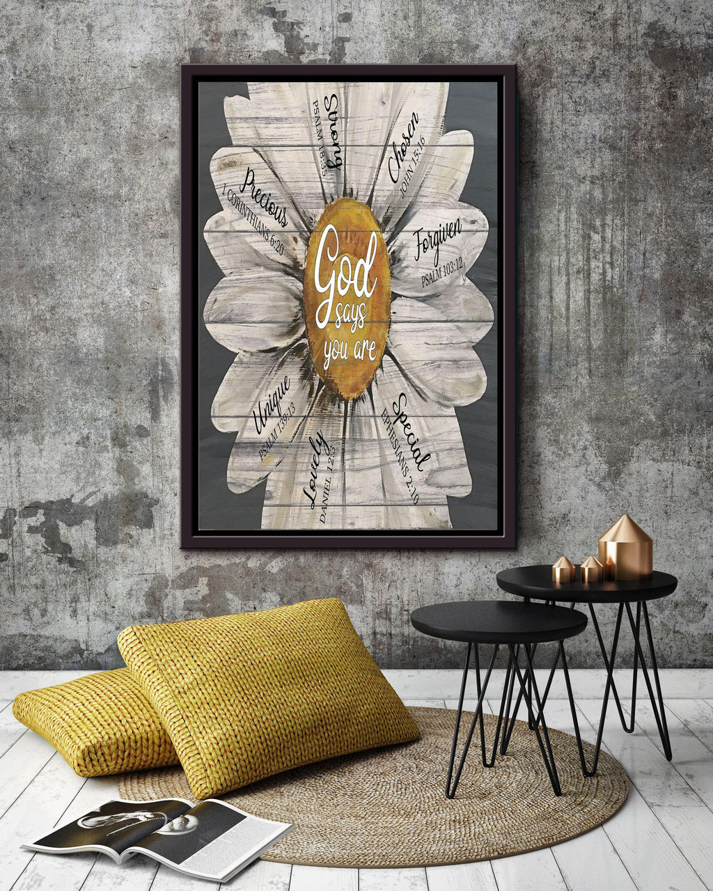 Sunflower God Quotes Floral Wall Art Gift For Florist Flower Shop Farmhouse Decor Housewarming Framed Canvas Framed Prints, Canvas