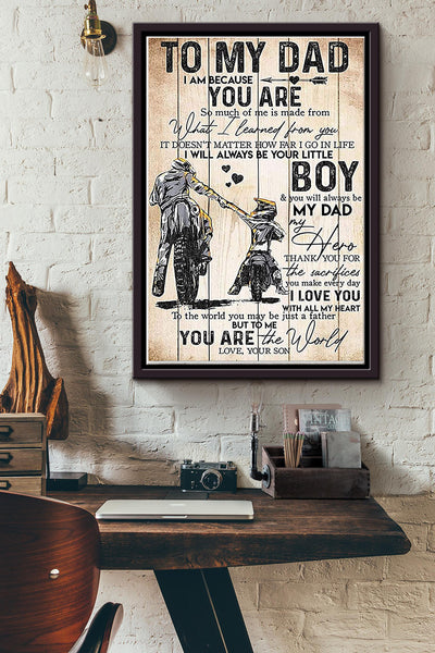 To My Dad Gift For Fathers Day From Son I Learned From You Framed Matte Canvas