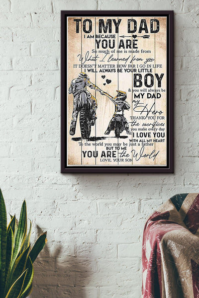 To My Dad Gift For Fathers Day From Son I Learned From You Framed Matte Canvas