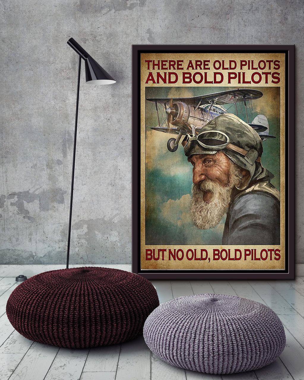 There Are Old And Bold Pilots Motivation Quote Wall Art Gift For Grandfather Flight Attendant Framed Canvas Framed Prints, Canvas