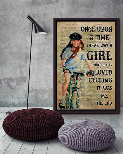 Once Upon A Time Girl Really Loved Cycling Girl With Bicycle Wall Art For Kids Bedroom Decor Framed Matte Canvas Framed Prints, Canvas