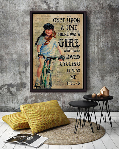 Once Upon A Time Girl Really Loved Cycling Girl With Bicycle Wall Art For Kids Bedroom Decor Framed Matte Canvas Framed Prints, Canvas