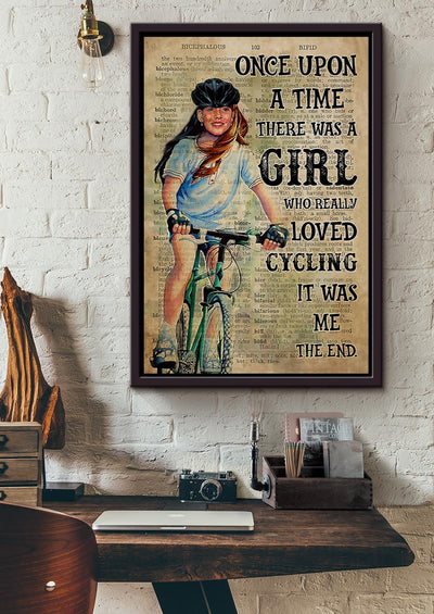 Once Upon A Time Girl Really Loved Cycling Girl With Bicycle Wall Art For Kids Bedroom Decor Framed Matte Canvas Framed Prints, Canvas