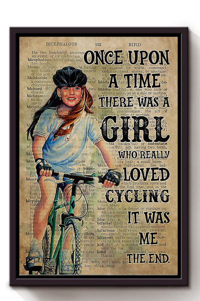 Once Upon A Time Girl Really Loved Cycling Girl With Bicycle Wall Art For Kids Bedroom Decor Framed Matte Canvas Framed Prints, Canvas