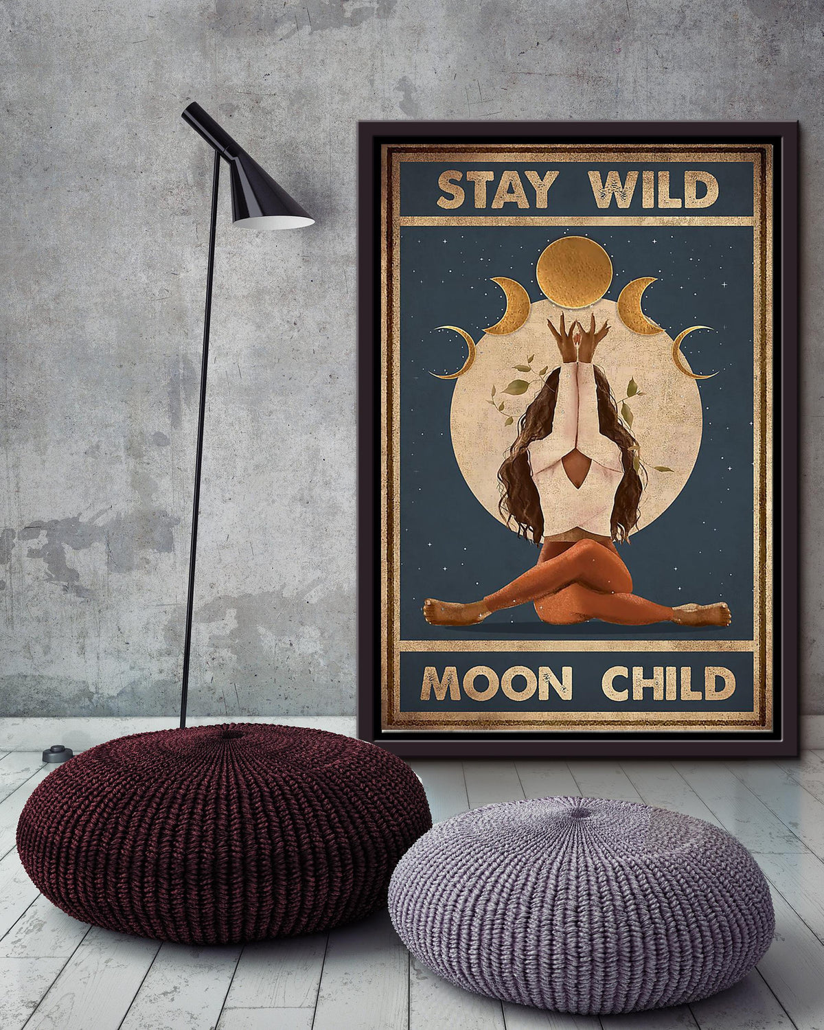 Stay Wild Moon Child Keep Calming Quote Wall Art Gift For Yoga Girl Meditation Lover 19 Framed Canvas Framed Prints, Canvas