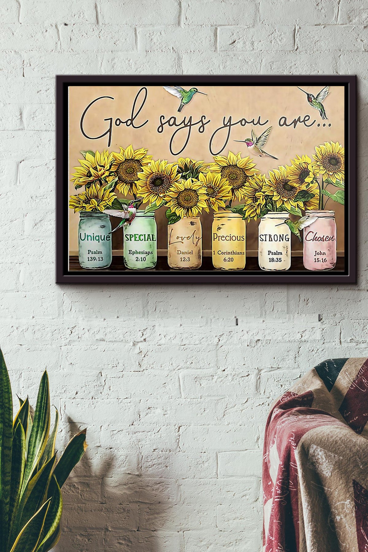 Sunflower God Says You Are Poster n Framed Matte Canvas