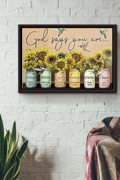 Sunflower God Says You Are Poster n Framed Matte Canvas