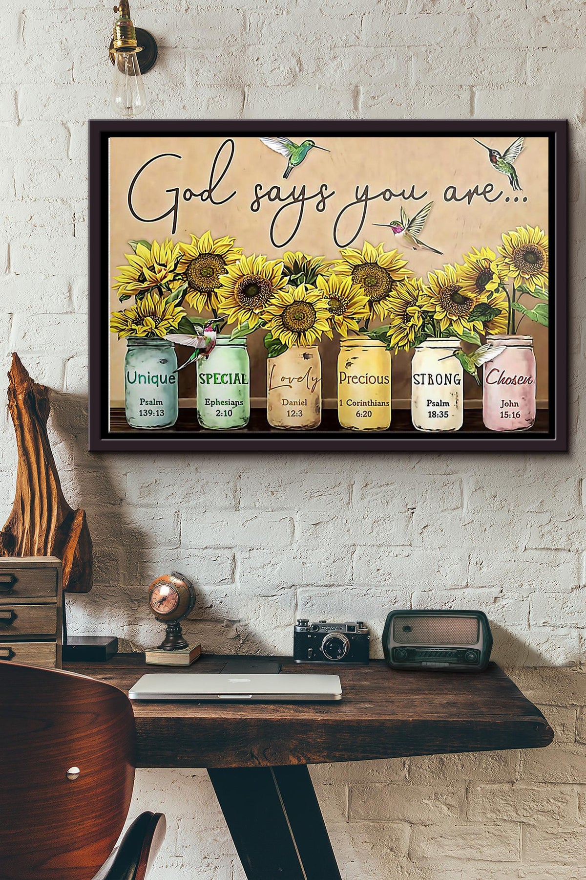 Sunflower God Says You Are Poster n Framed Matte Canvas
