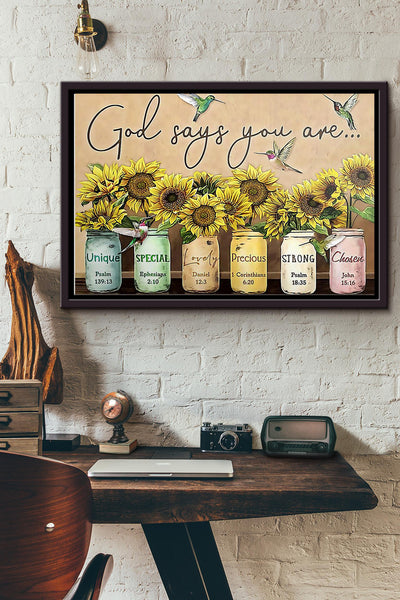 Sunflower God Says You Are Poster n Framed Matte Canvas