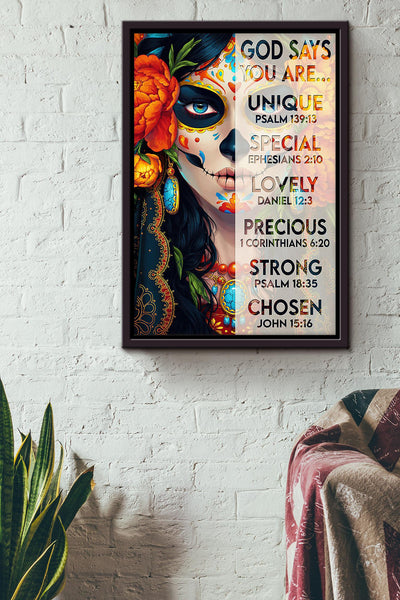 Tattoo Girl God Says You Are Motivation Quote Wall Art Gift For Tattoo Lover Tattoo Shop Decor 01 Framed Canvas Framed Prints, Canvas