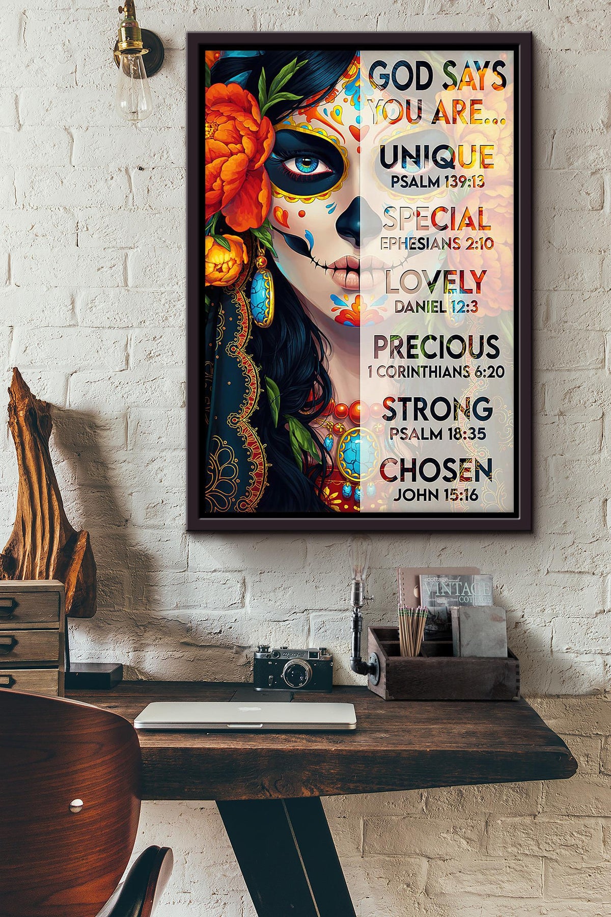 Tattoo Girl God Says You Are Motivation Quote Wall Art Gift For Tattoo Lover Tattoo Shop Decor 01 Framed Canvas Framed Prints, Canvas